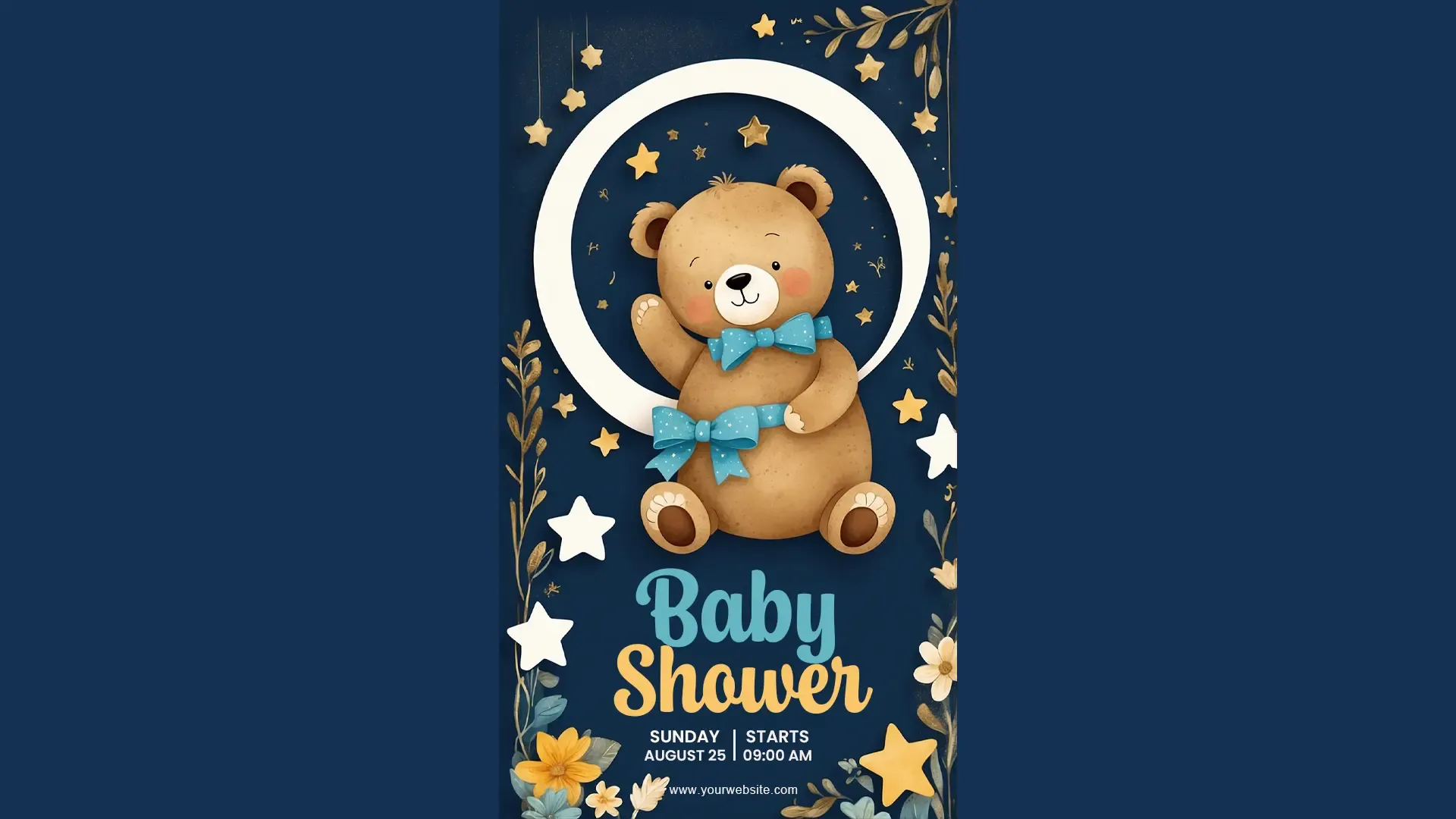 Celestial Baby Shower Invitation Magical Teddy Bear Instagram Story image